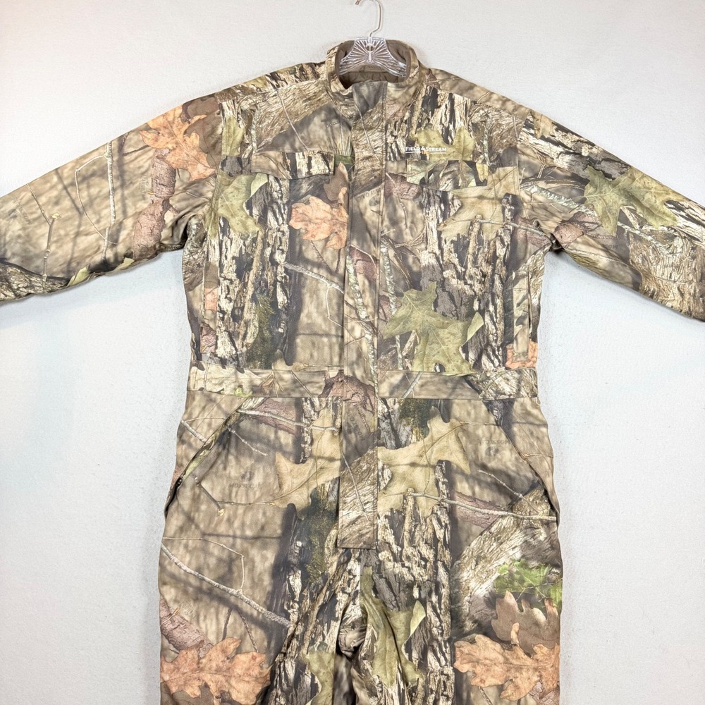 Field & Stream Coveralls Mens 2XL Mossy Oak Camo Insulated Hunting Suit EUC